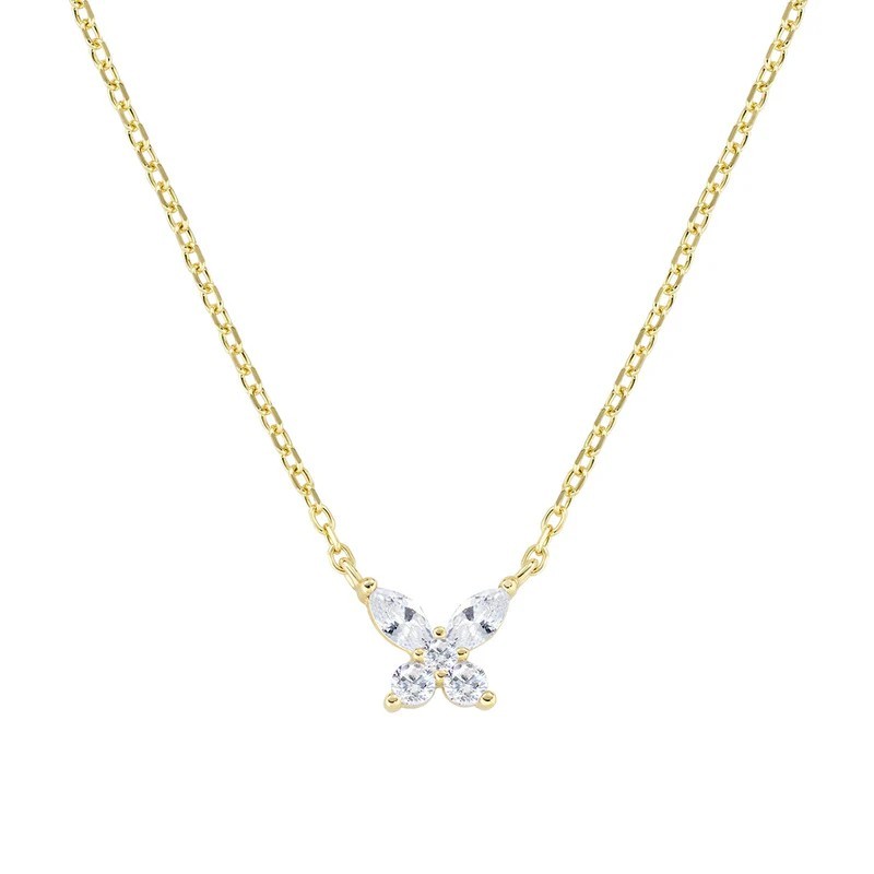 Amen  -  Collana Petali Bianca Dorata in Argento