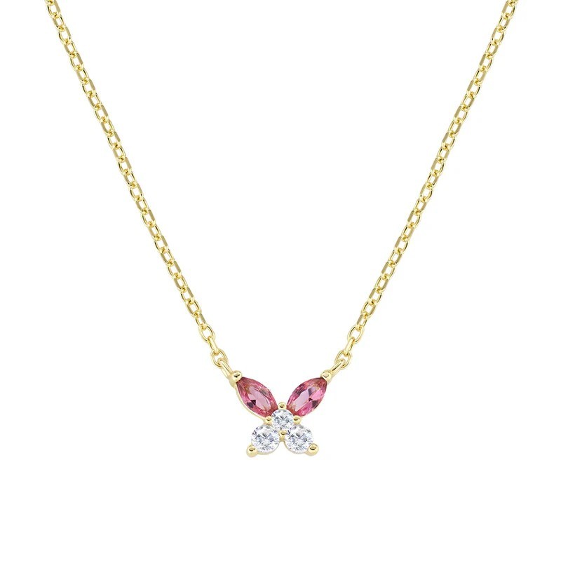 Amen  -  Collana Petali Rosso Ciliegia Dorata in Argento