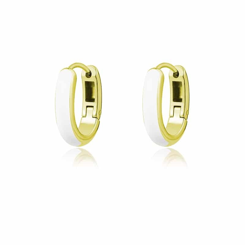 Acquista ora BRAND  Orecchini Pendenti pvd oro Quadrifoglio con Cristalli Bianchi | Alba Gioielli