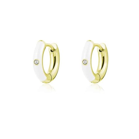 Acquista ora BRAND  Orecchini Pendenti pvd oro Quadrifoglio con Cristalli Bianchi | Alba Gioielli
