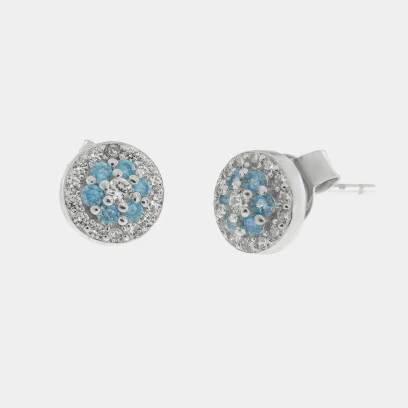BySimon -  Orecchini in Argento fiore zirconato azzurro