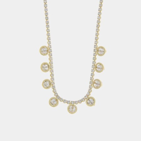 Acquista ora BYSIMON -   Collana in Metallo multifilo con perle e fiore a perle bianche | Alba Gioielli