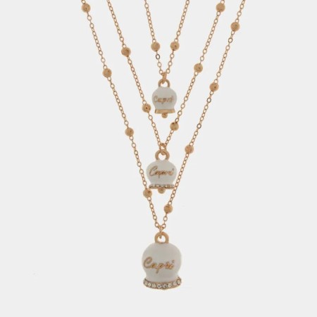 Acquista ora BYSIMON -   Collana in Metallo multifilo con perle e fiore a perle bianche | Alba Gioielli