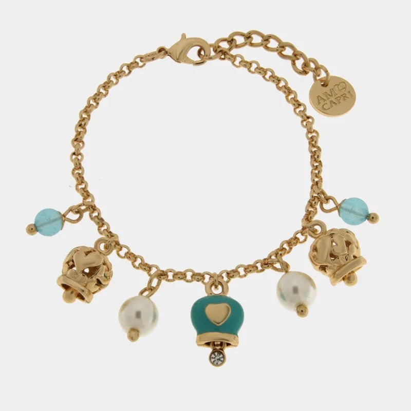 BySimon  -  Bracciale in Metallo campanella azzurra con cuore