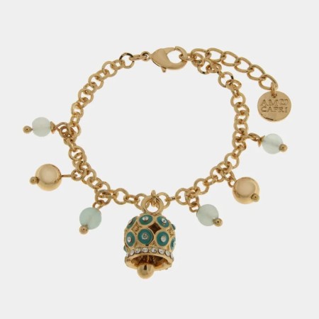 BySimon  -  Bracciale in Metallo cerchi azzurri sfere azzurre