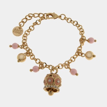 BySimon  -  Bracciale in Metallo cerchi rosa sfere rosa