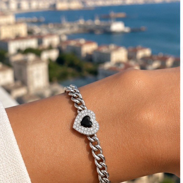 Alba Bijoux - Bracciale Cuore nero