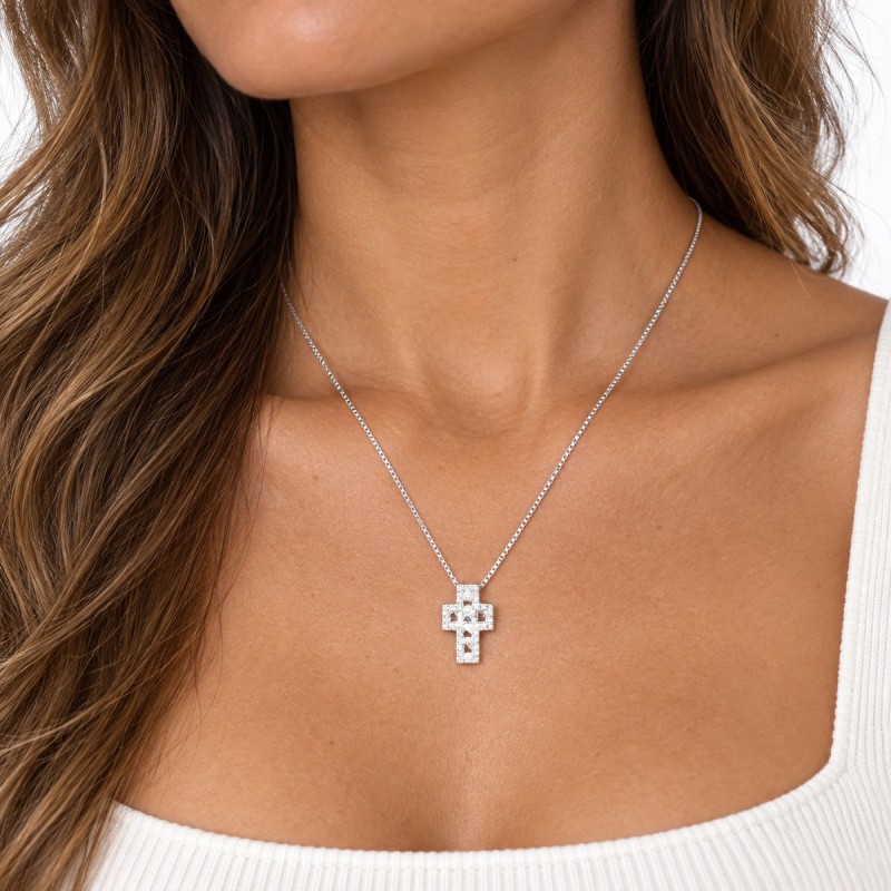 Alba Bijoux – Collana Croce Pixel