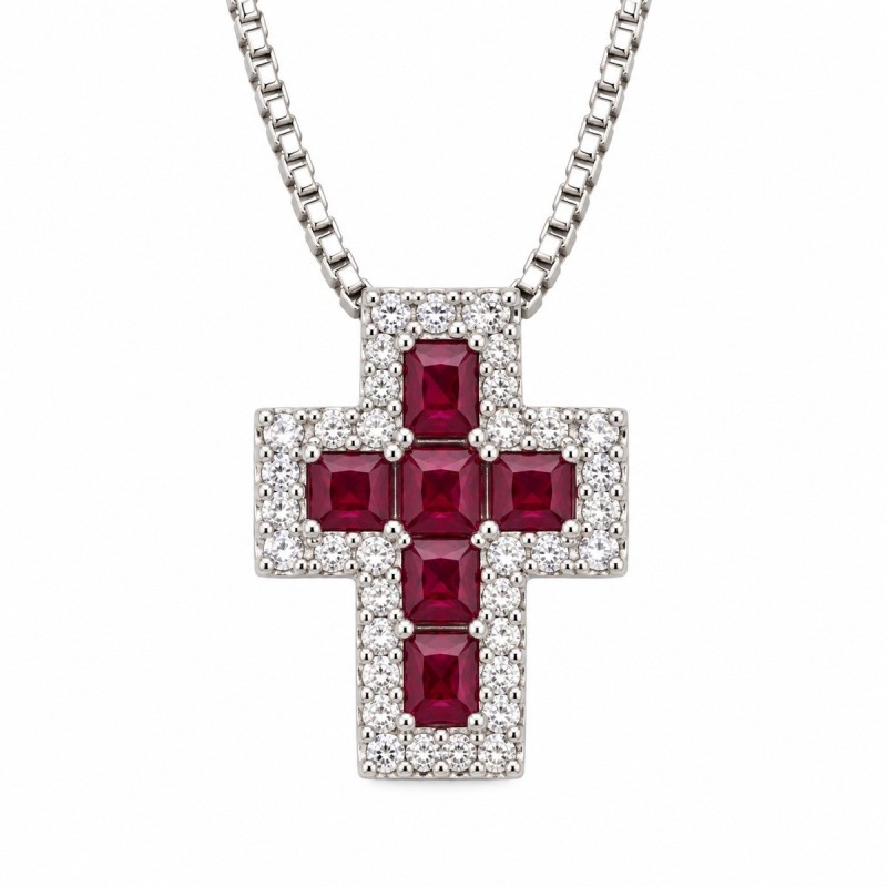 Alba Bijoux – Collana Croce Pixel Red