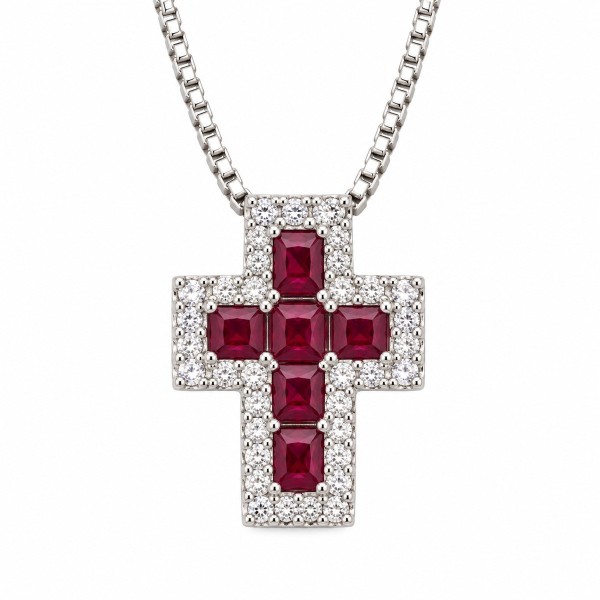 Alba Bijoux – Collana Croce Pixel Red