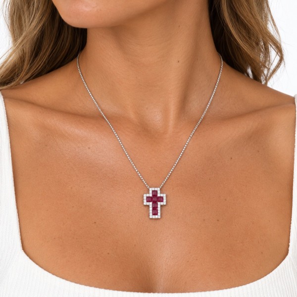 Alba Bijoux – Collana Croce Pixel Red